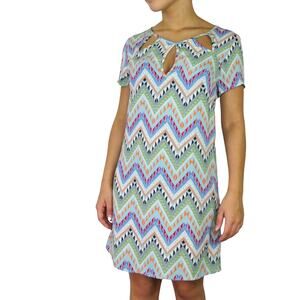 Multicolor Chevron Cut Out Shift Dress XS